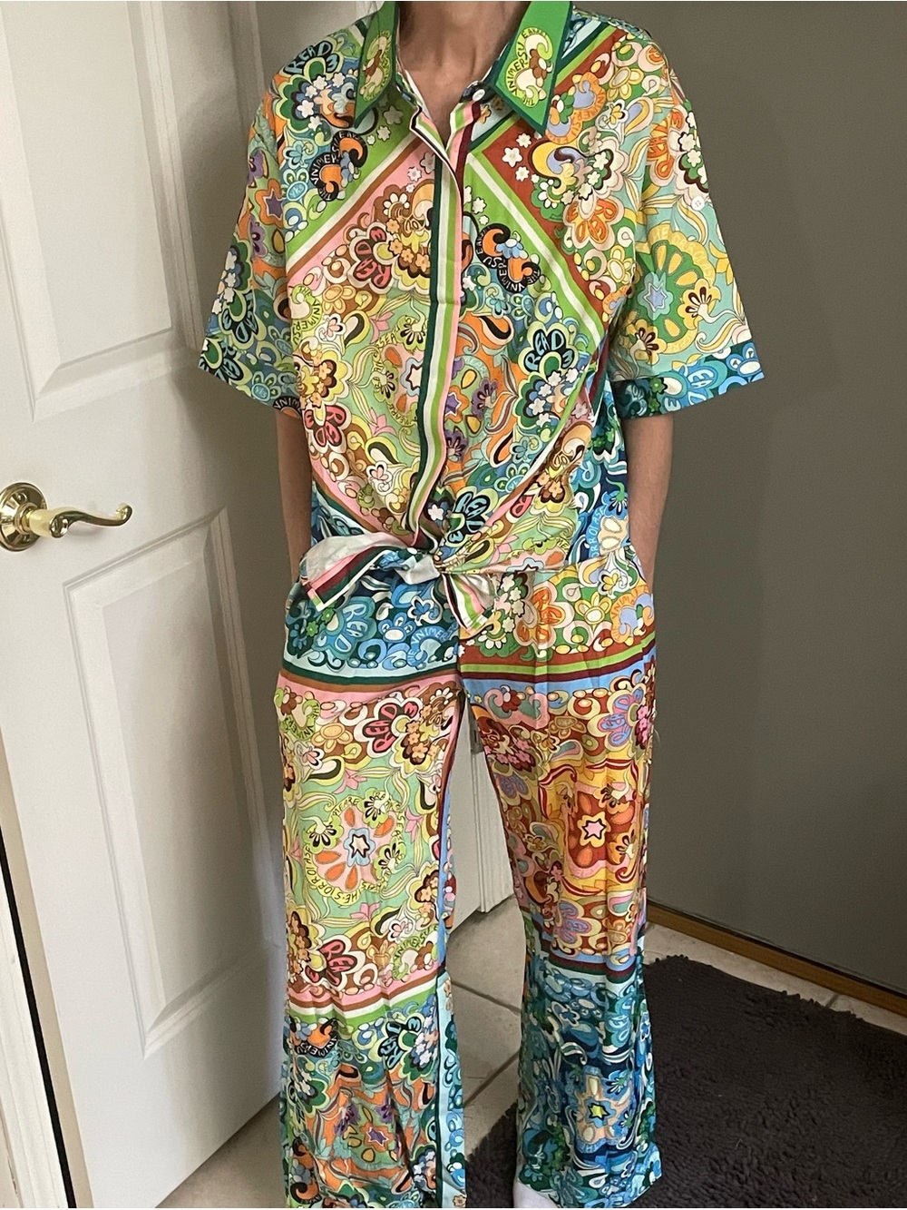Multicolor Paisley Wide-Leg pantsuit